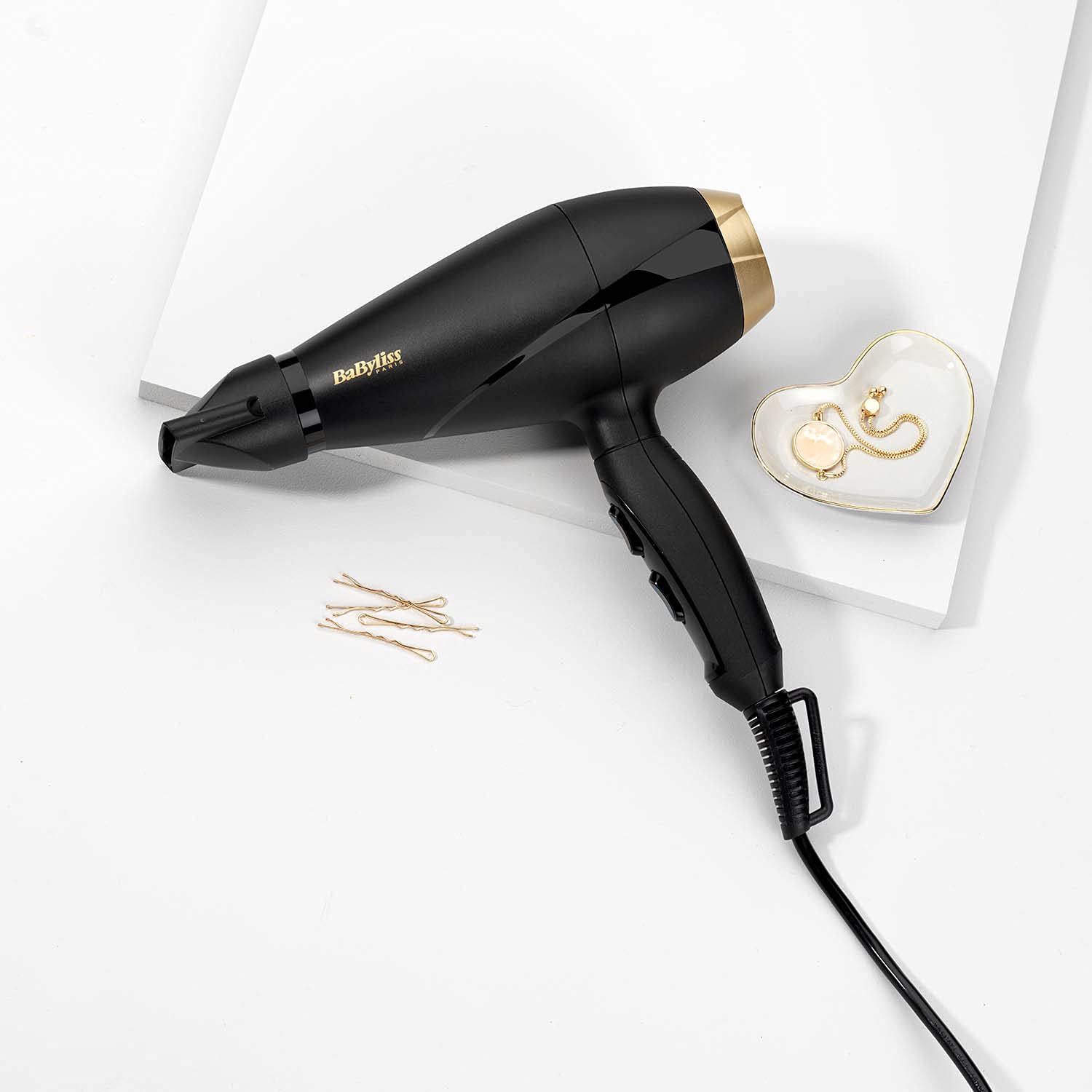 BaByliss AC Hair Dryer| 2000w Long-life Salon AC Motor With 2 Heat / 2 Speed Settings + Cold Shot| 2.8m Salon Length Power Cord | 100km/hour Air Speed, Removable Rear Filter | 6704SDE(Black)