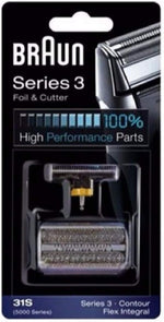 Braun Series 3 Combi 31s Foil And Cutter Replacement Pack, with SmartFoil Technology Captures Hair Growing In All Directions, and Get Back 100% of Your Shaver's Performance, Silver Finish