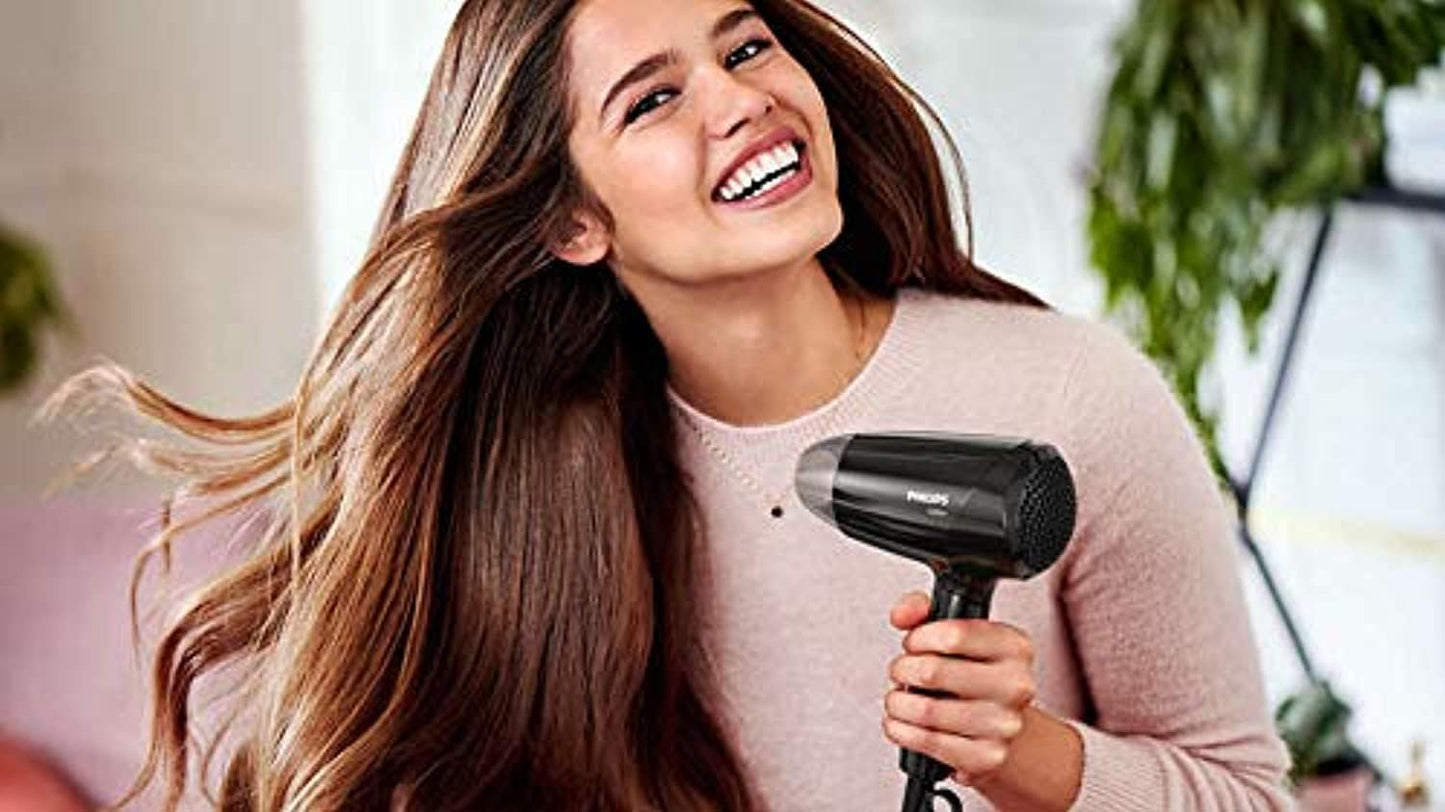 Philips Hair Dryer BHC010 – 1200W Compact Dryer with ThermoProtect, Foldable Handle & Cool Air Setting for Gentle Styling