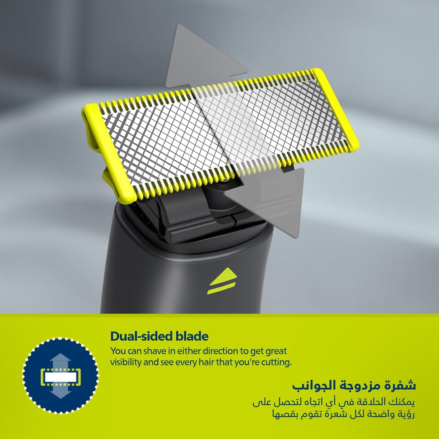 Philips OneBlade QP1424/10 | Trim, Edge & Shave Any Length | 2 Stubble Combs, Dual-Sided Blade | Wet & Dry Use, 30min Cordless