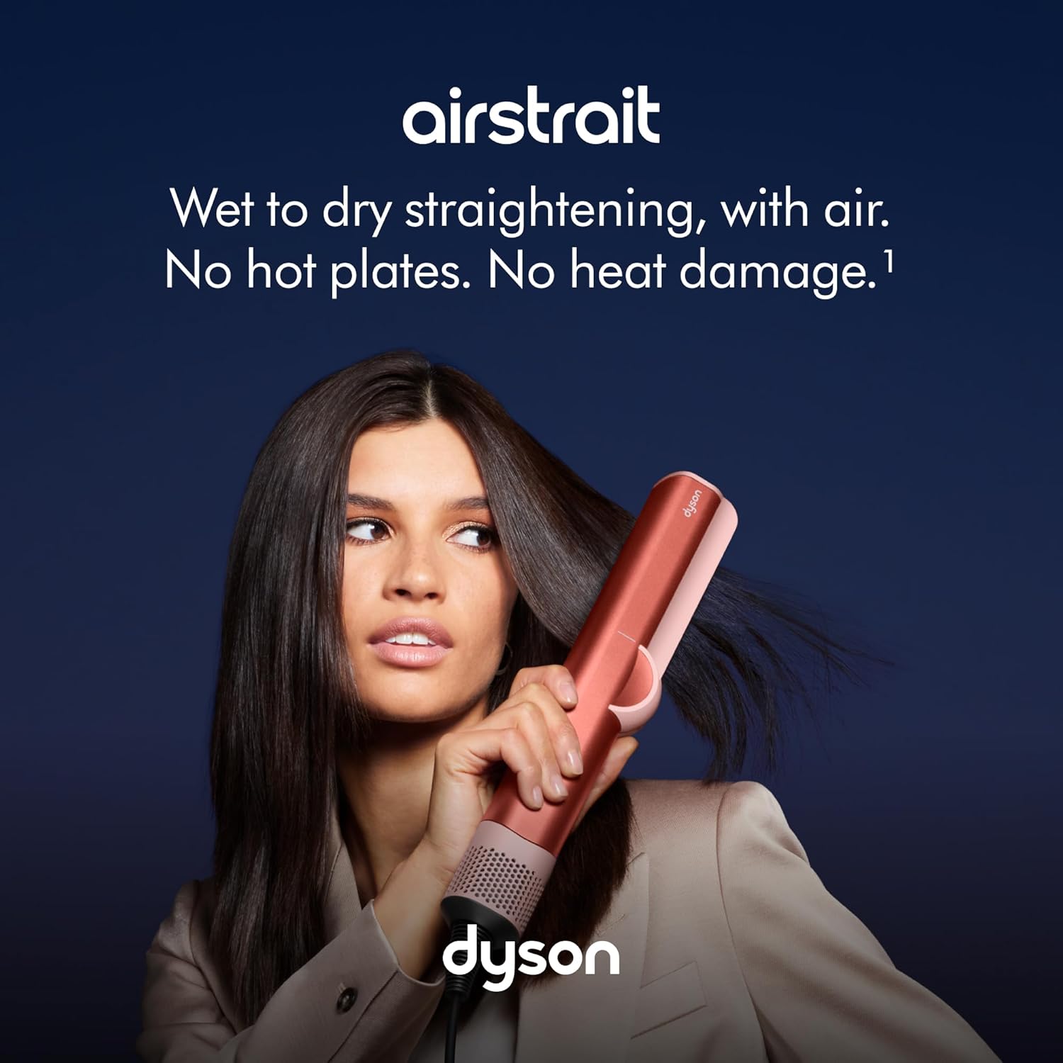 Dyson Airstrait™ HT01 Hair Straightener – Wet to Dry Styling Without Heat Damage | Strawberry Bronze & Blush Pink | For All Hair Types | LCD Display & Auto-Pause Feature