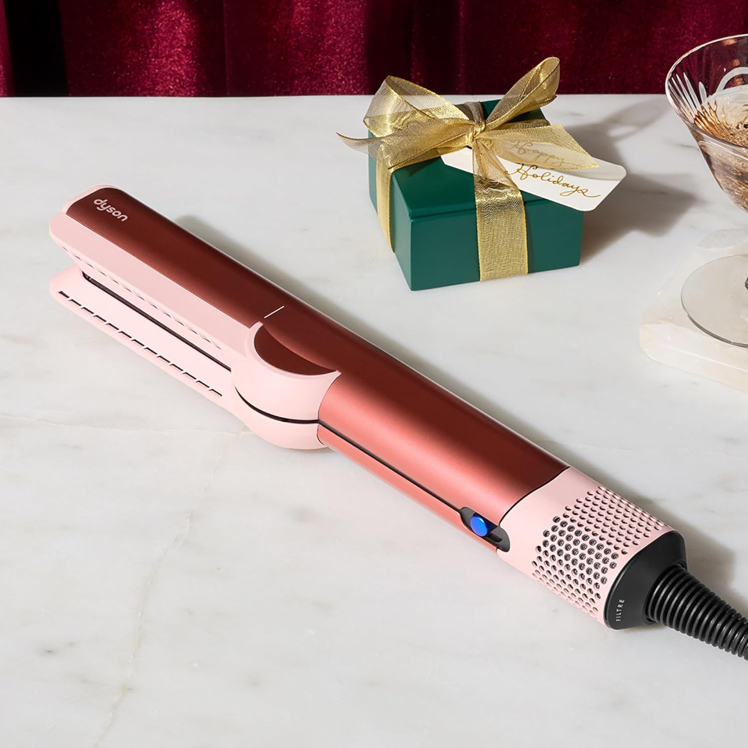 Dyson Airstrait™ HT01 Hair Straightener – Wet to Dry Styling Without Heat Damage | Strawberry Bronze & Blush Pink | For All Hair Types | LCD Display & Auto-Pause Feature