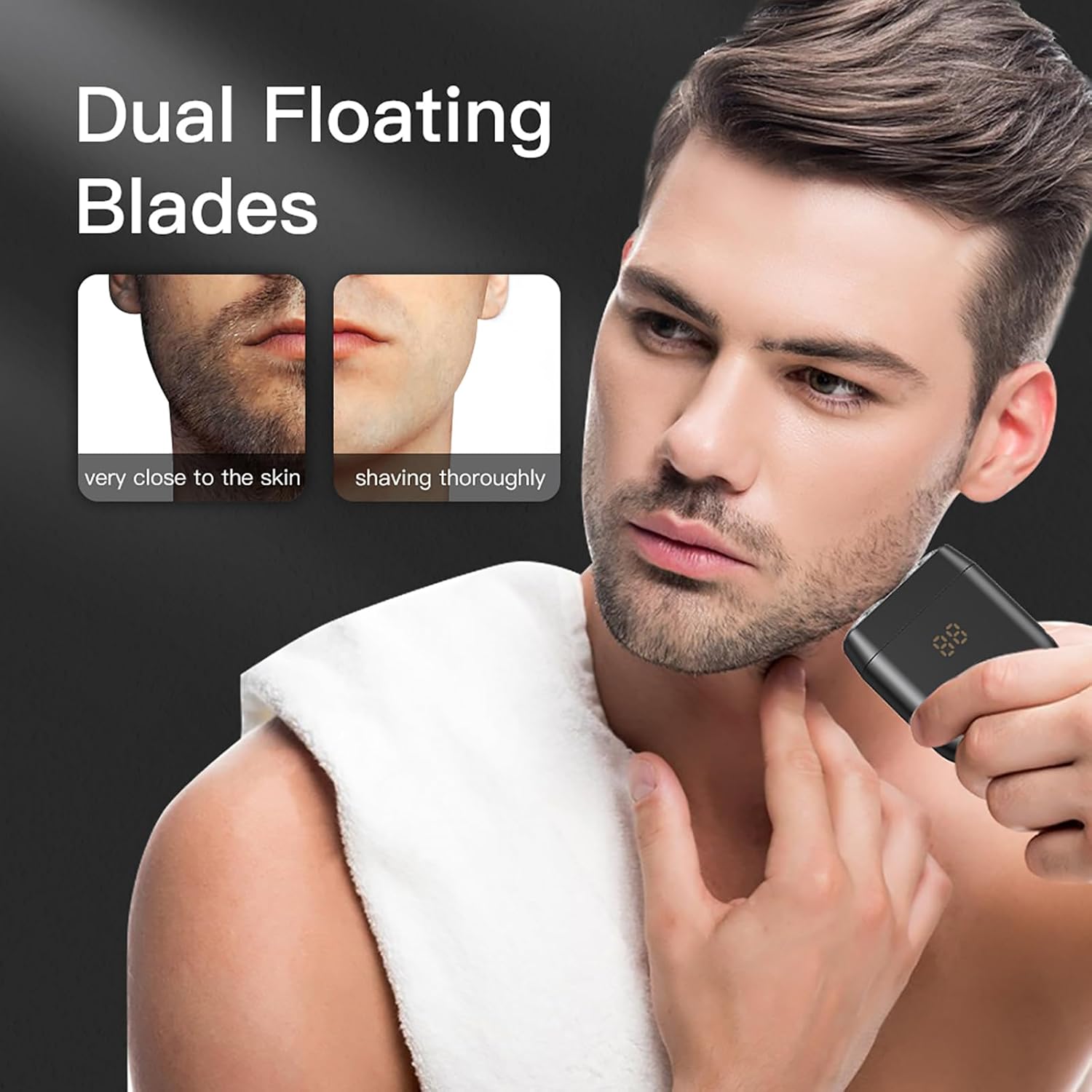 ENSSU Mini Electric Shaver for Men, Portable Cordless Razor, USB-C Rechargeable, IPX7 Waterproof, Travel Shaver with Battery Indicator, Easy to Clean