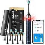 Bitvae Bluetooth Electric Toothbrush with Pressure Sensor, ADA Accepted, Ultrasonic 8 Brush Heads, 5 Modes, 4 Hr Charge Last 100 Days, Power Rechargeable Toothbrush, Soft Bristle, Black (BVUS-S2-B)