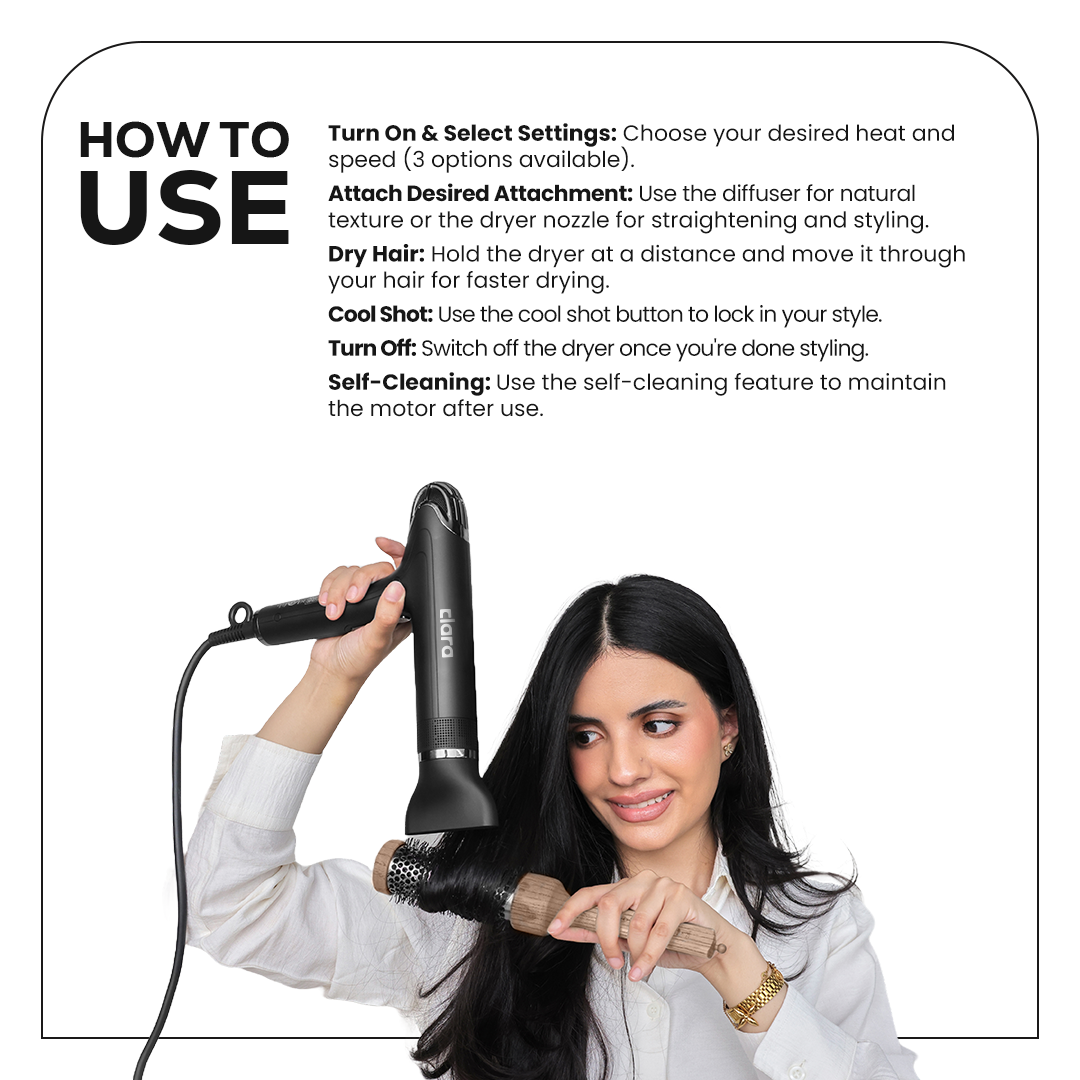 2000W Professional Ionic Hair Dryer with Self-Cleaning, Auto-Save, Diffuser & Concentrator for Fast Drying & Frizz-Free Styling