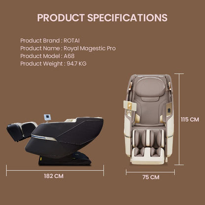 Rotai Royal Magestic Pro Massage Chair With Ai Voice Control, Heart Rate Detection, Blood Oxygen Levels