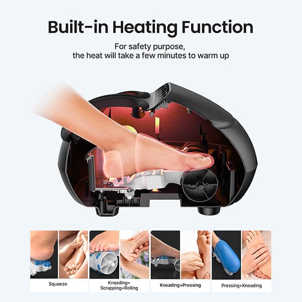 Renpho Foot Massager Machine with Heat, Shiatsu Massager Deep Kneading Therapy Black