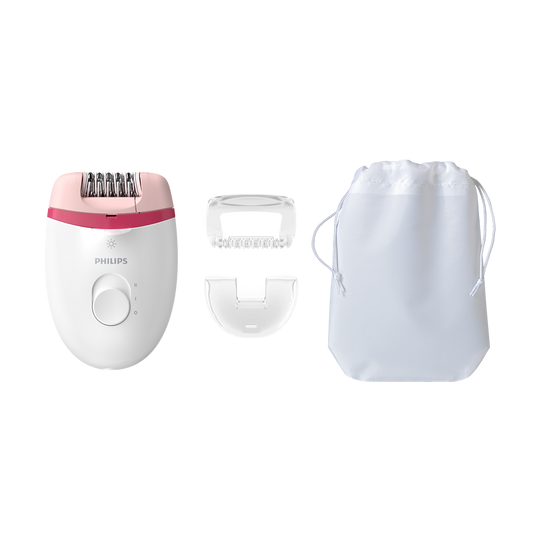 Philips Epilator BRE255 – Efficient Epilation System, 2 Speed Settings, Ergonomic Grip, Opti-Light, Sensitive Cap, and 3 Accessories for Smooth Skin