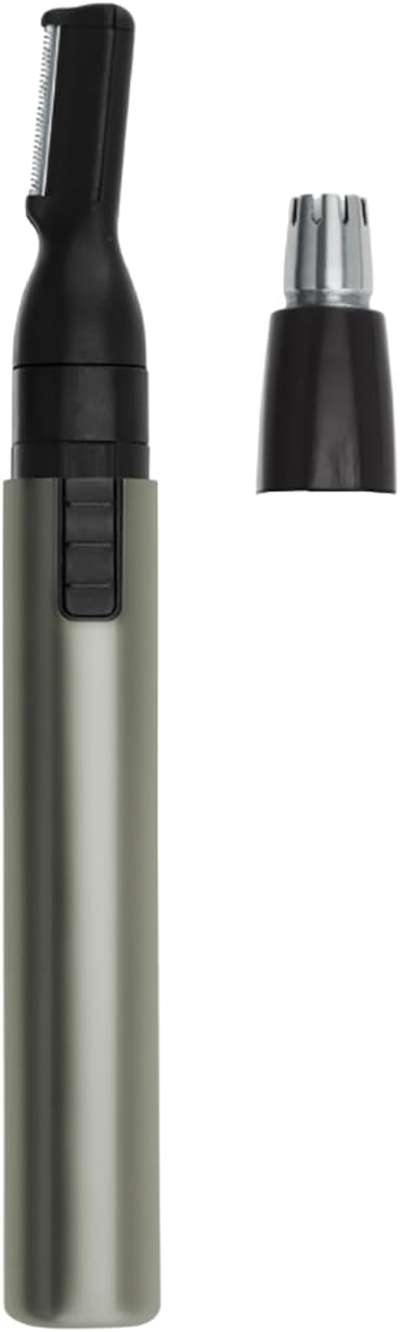 WAHL Lithium Detailer Rotating Spring Loaded Stainless Steel Cutting System for Nose, Ears, and Eyebrows with Elegant Titanium Anodised Aluminium Case - 5640-1016, Grey