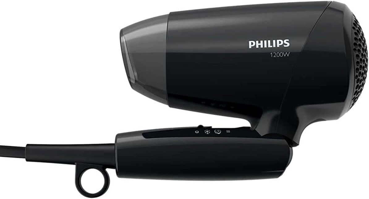 Philips Hair Dryer BHC010 – 1200W Compact Dryer with ThermoProtect, Foldable Handle & Cool Air Setting for Gentle Styling
