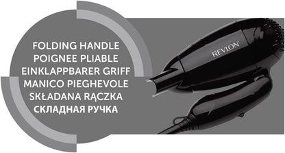 Revlon RVDR5305 Folding Travel Hair Dryer - Compact and Light Weight - 1200 Watts - Black