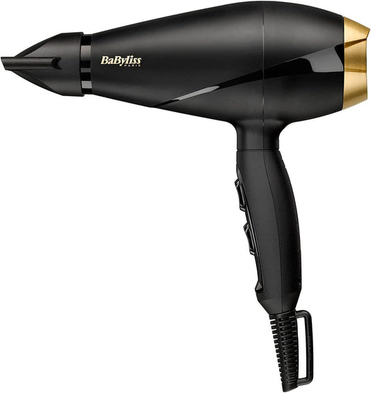 BaByliss AC Hair Dryer| 2000w Long-life Salon AC Motor With 2 Heat / 2 Speed Settings + Cold Shot| 2.8m Salon Length Power Cord | 100km/hour Air Speed, Removable Rear Filter | 6704SDE(Black)