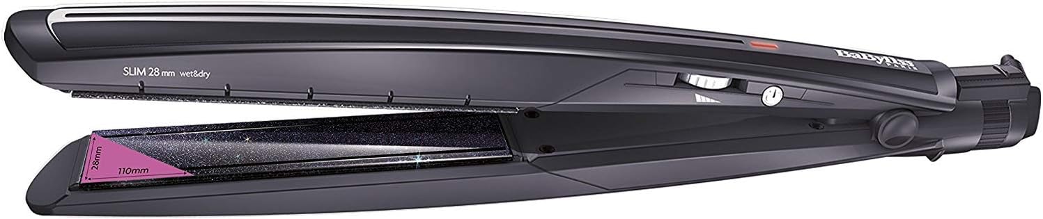 BaByliss Flat Iron Slim Protect 28 mm Wet & Dry Hair Straightener - Black, ST326E