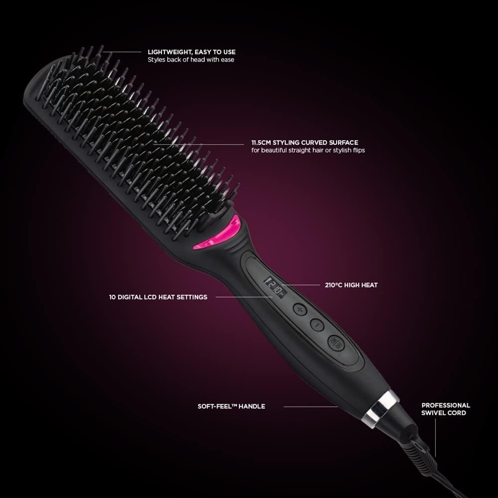 Revlon RVST2168 One Step Straight and Shine Heated Brush. Ionic technology, 10 digital LCD settings, One Size