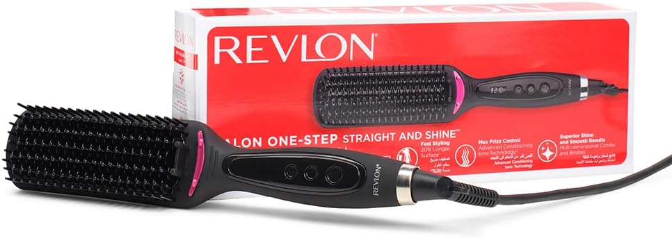 Revlon RVST2168 One Step Straight and Shine Heated Brush. Ionic technology, 10 digital LCD settings, One Size