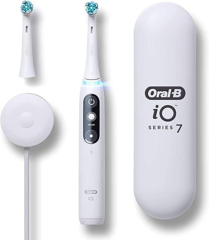 Oral-B iO Series 7 Electric Toothbrush with 1 Replacement Brush Head, White Alabaster