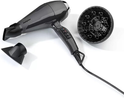 Babyliss Smooth Air Pro 2200 Hair Dryer 6719U Model, Frizz-Free Finish Professional Results Hair Dryer, Black Color with 2200W