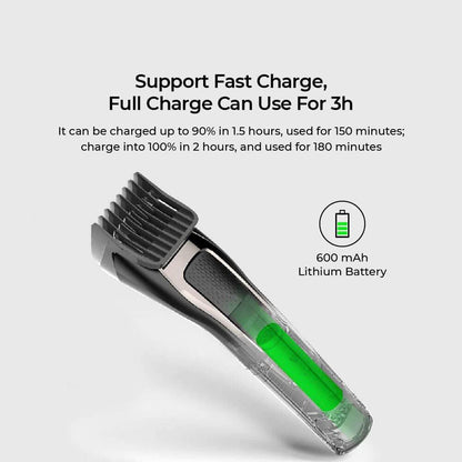 Enchen Sharp 3S Hair Clipper Cordless Electric Hair Trimmer 7300rpm Stainless Blade 600mAh Long Battery Life USB Charging - Black