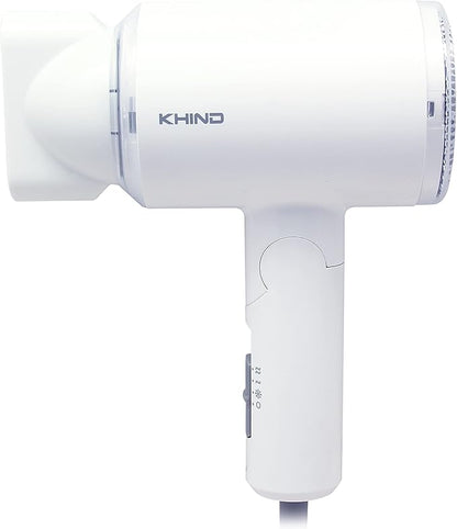 KHIND Compact 1000W Hair Dryer with 2 Heat Speeds & 1 Cool Shot Settings, Narrow Nozzle Airflow For Quick Drying, Honeycomb Inlet and Travel Friendly Foldable Design (HD1002)