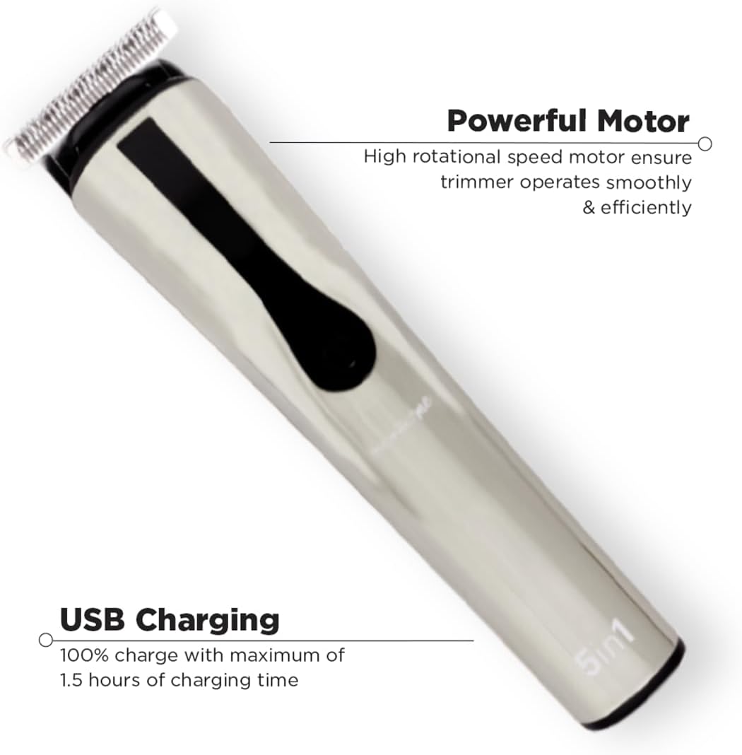 Ikonic 5 In 1 Express Groomer Trimmer with Stainless Steel Blades, 90 Minutes Of Runtime, Precision Hair Styling and Grooming Trimmer, Beard,Ear & Nose Trimmer