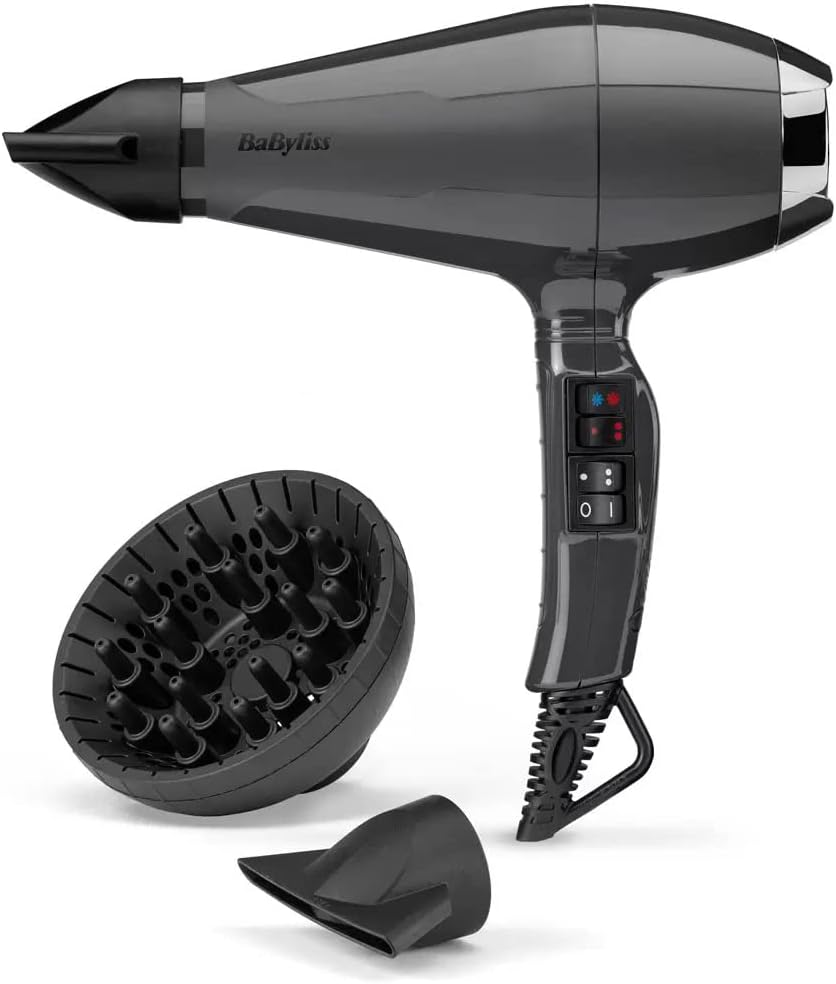Babyliss Smooth Air Pro 2200 Hair Dryer 6719U Model, Frizz-Free Finish Professional Results Hair Dryer, Black Color with 2200W