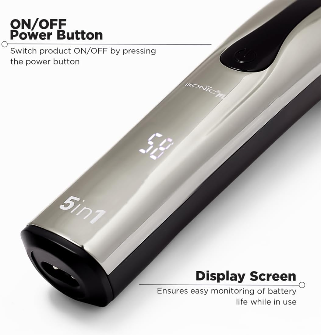 Ikonic 5 In 1 Express Groomer Trimmer with Stainless Steel Blades, 90 Minutes Of Runtime, Precision Hair Styling and Grooming Trimmer, Beard,Ear & Nose Trimmer