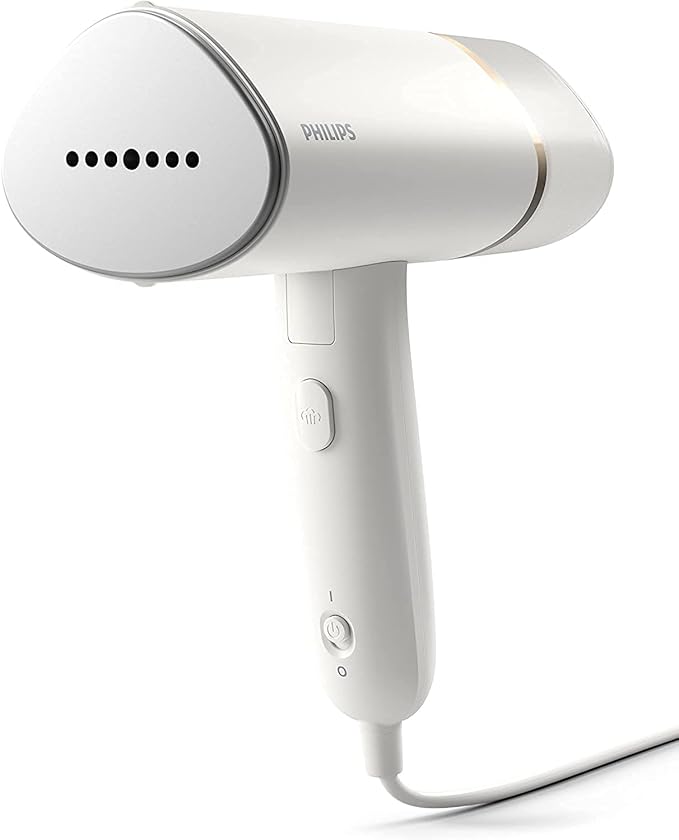 Philips Compact Handheld Steamer 3000 Series - 1000W - 20g/min Continuous Steam - 2M Cord Length - 120ML - Compact & Foldable - White - STH3020/16