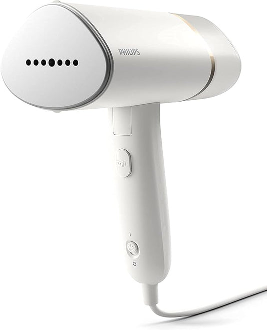 Philips Compact Handheld Steamer 3000 Series - 1000W - 20g/min Continuous Steam - 2M Cord Length - 120ML - Compact & Foldable - White - STH3020/16