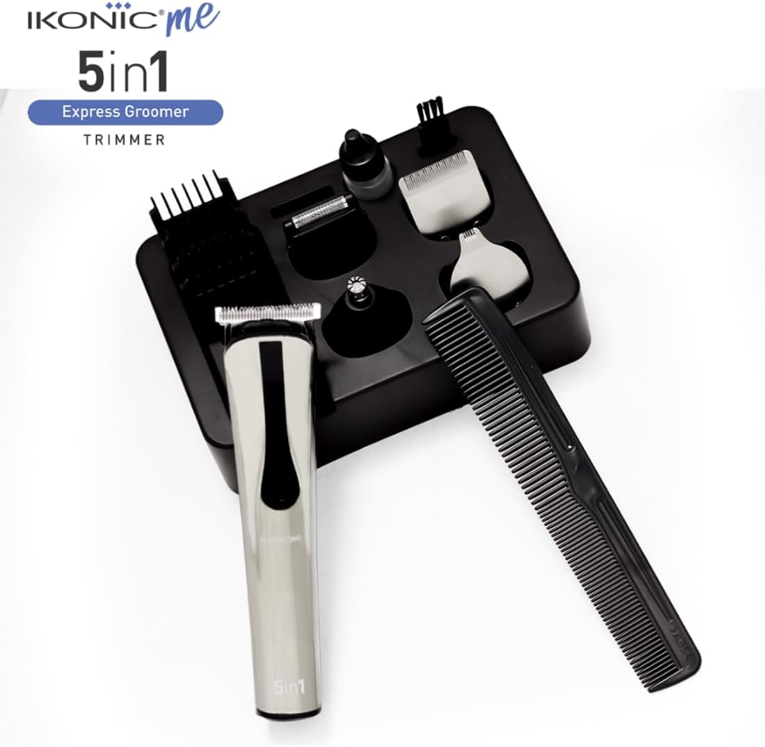 Ikonic 5 In 1 Express Groomer Trimmer with Stainless Steel Blades, 90 Minutes Of Runtime, Precision Hair Styling and Grooming Trimmer, Beard,Ear & Nose Trimmer
