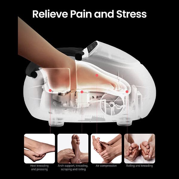 Renpho Foot Massager Machine with Heat, Shiatsu Massager Deep Kneading Therapy White