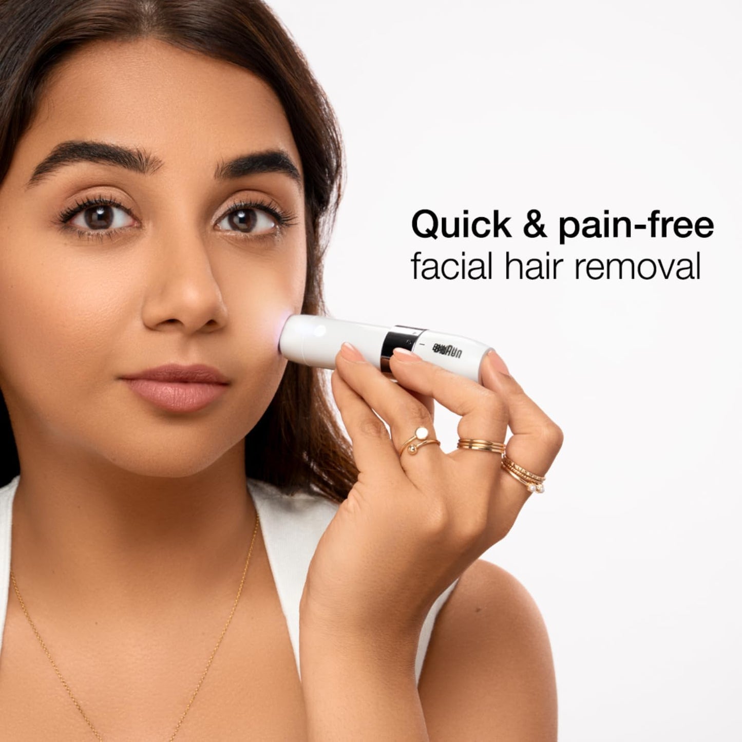 Braun Mini Hair Remover, Electric Facial Hair Removal for Women, Quick & Gentle, Finishing Touch for Upper Lips, Chin & Cheeks, for Easier Makeup Application, Ideal for On-the-Go, with Smartlight