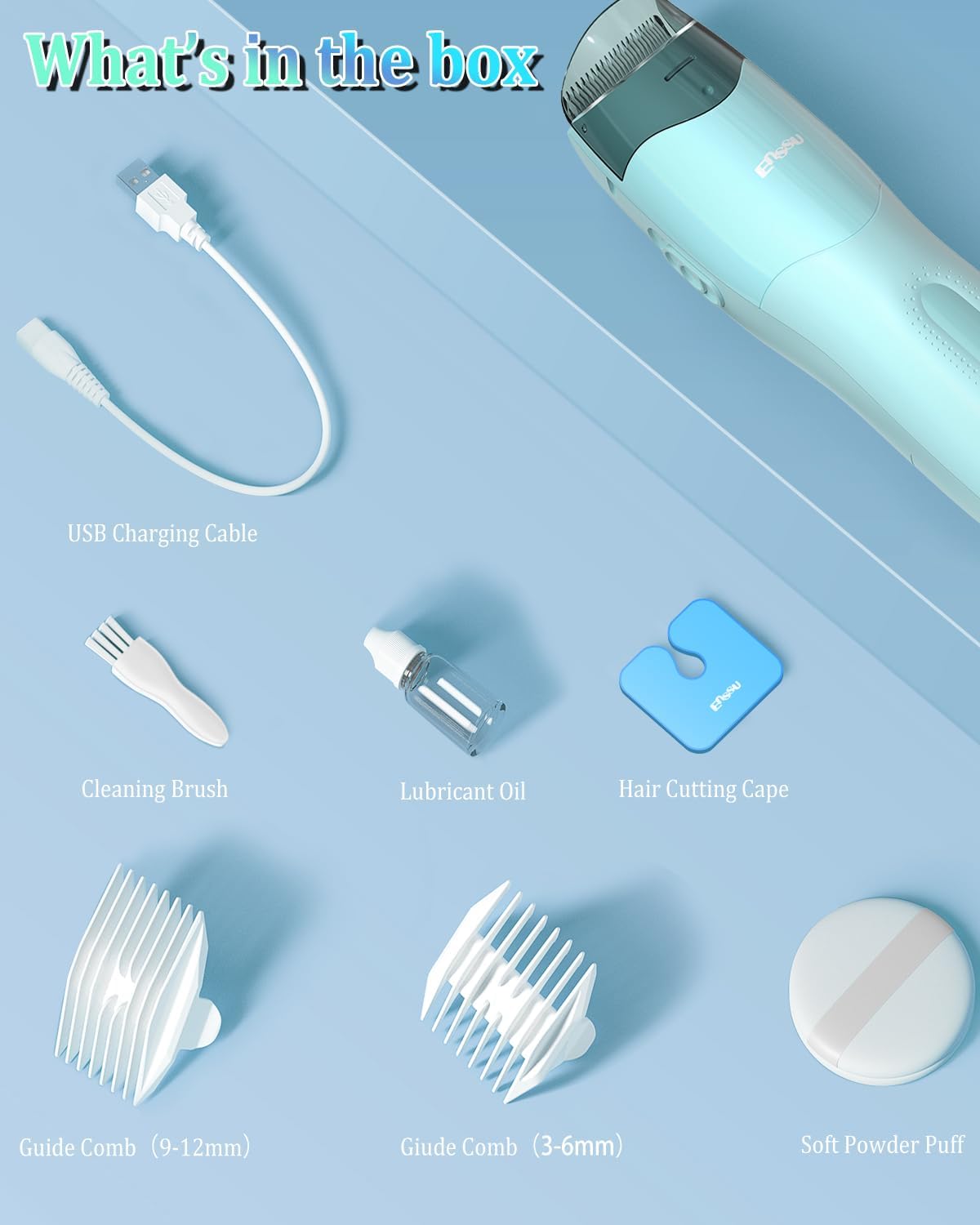 ENSSU Vacuum Hair Clippers for Kids, Rechargeable Vacuum Hair Cutter with 2 Modes for Children/Infant/Men, Waterproof Baby Hair Clippers Trimmers Cordless Haircut Kit in Large Hairs Storage Space