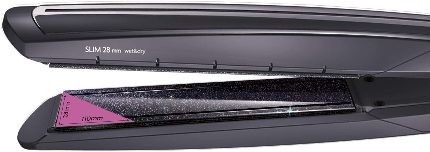 BaByliss Flat Iron Slim Protect 28 mm Wet & Dry Hair Straightener - Black, ST326E