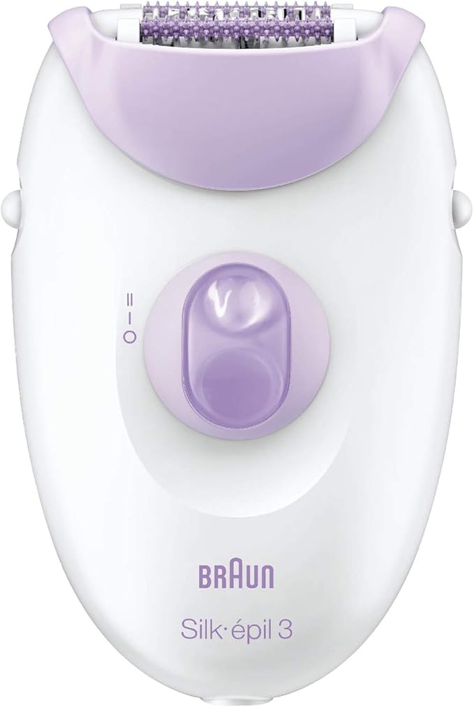 Braun Silk-épil 3, 2-in-1 Epilator for Long-Lasting Hair Removal, Remove Hair at the Root, with Massage Roller Head, Gifts for Women, SE 3170, White/Purple