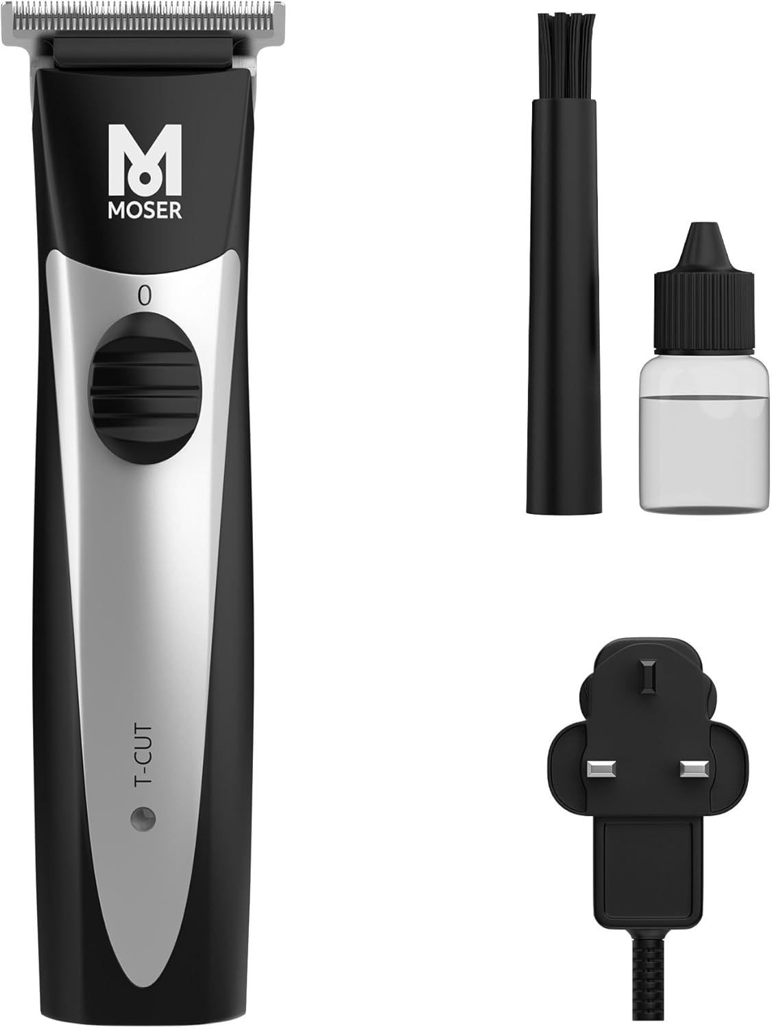 Moser T-Cut Professional Cordless Trimmer for Men with 40mm T-Blade (Made in Germany) | 60-Minutes Runtime | High-Grade Steel Blades | Lightweight & Quiet Operation (1591-0170)