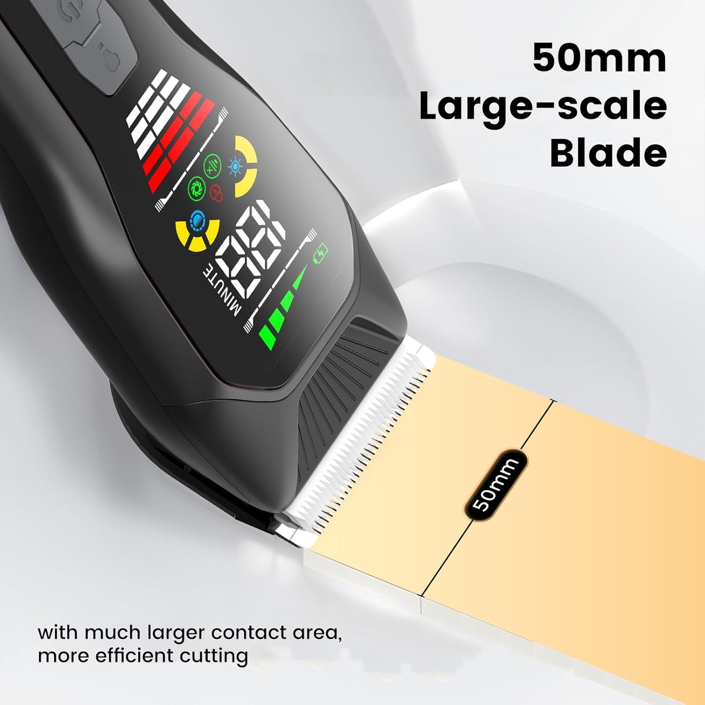 ENSSU Hair Clippers for Men Professional, Rechargeable Hair Trimmer Cordless Barber Clippers with 50mm Blade, Large LED Display, 180-Minutes Runtime for Home Hair Cutting