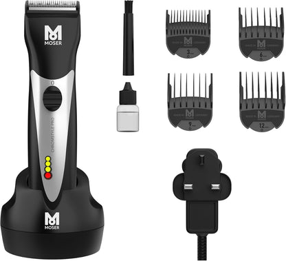 Moser ChromStyle Professional Cordless Hair Clipper (Made in Germany) | 90 Min Operation and 60min Quick Charge | Adjustable Cutting Length | Quick Change Blade (1871-0181)