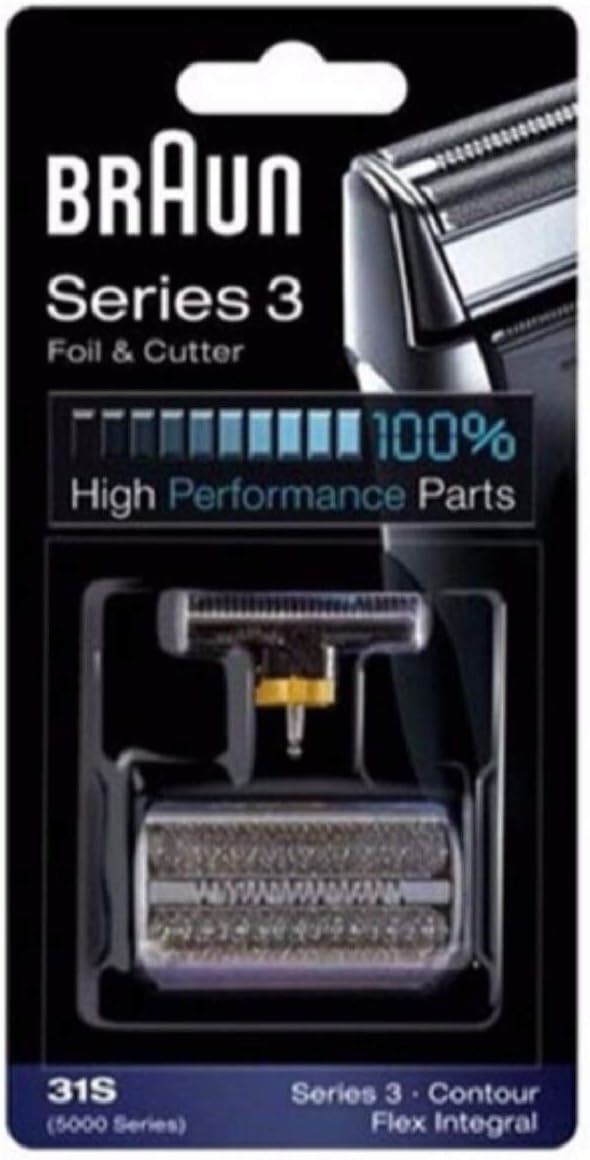 Braun Series 3 Combi 31s Foil And Cutter Replacement Pack, with SmartFoil Technology Captures Hair Growing In All Directions, and Get Back 100% of Your Shaver's Performance, Silver Finish