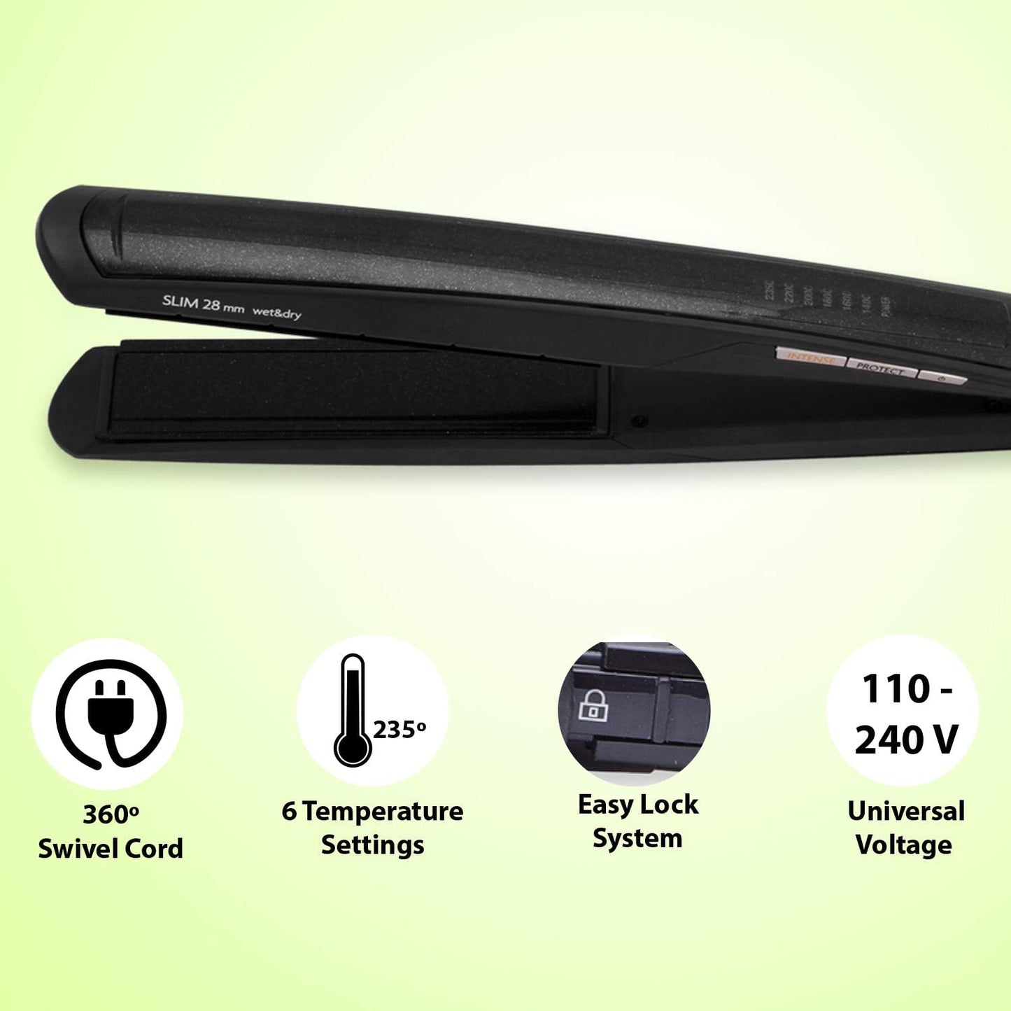 Babyliss ST327E Intense Protect Slim 28mm Hair Straightener - 235°C - Wet & Dry (Black)