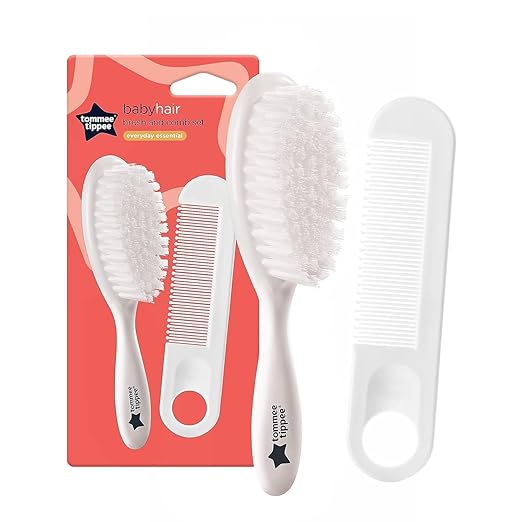 Tommee Tippee Essentials Baby BrUSh And Comb, 0 To 24 Months, White, Piece Of 2