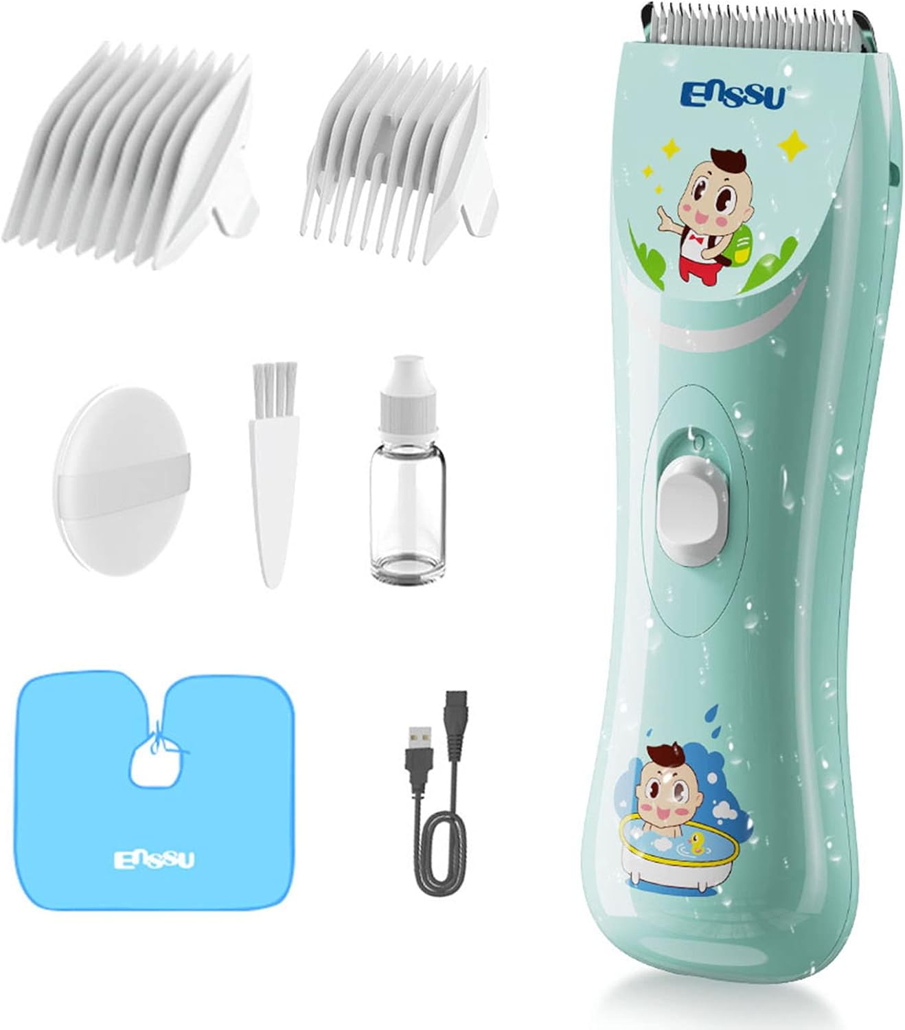 ENSSU Quiet baby Hair Clippers, Safety kids Hair Trimmers,Silent Chargeable Cordless Professional Hair Clipper for Baby kids Children infant.