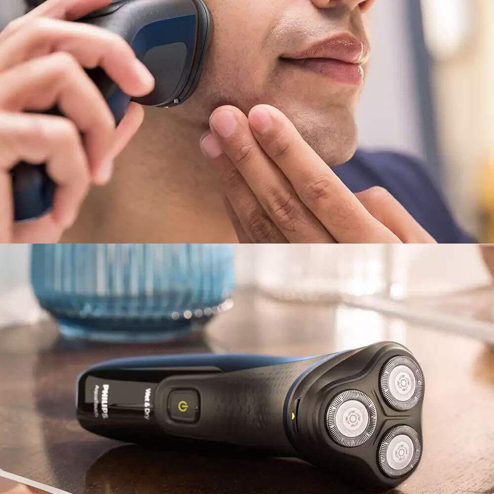 PHILIPS Shaver 1300, Series 1000 Wet & Dry Cordless Electric Shaver with Pop-Up Trimmer and Comfort Cut Blades, 1hr Full Charge, Adriatic Blue, S1323/41