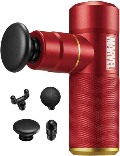 Rotai Iron Man Pocket Massage Gun – Portable Deep Tissue Massager with 4 Speed Settings, 4 Heads, 7-Hour Battery, Quiet Brushless Motor & Travel Pouch