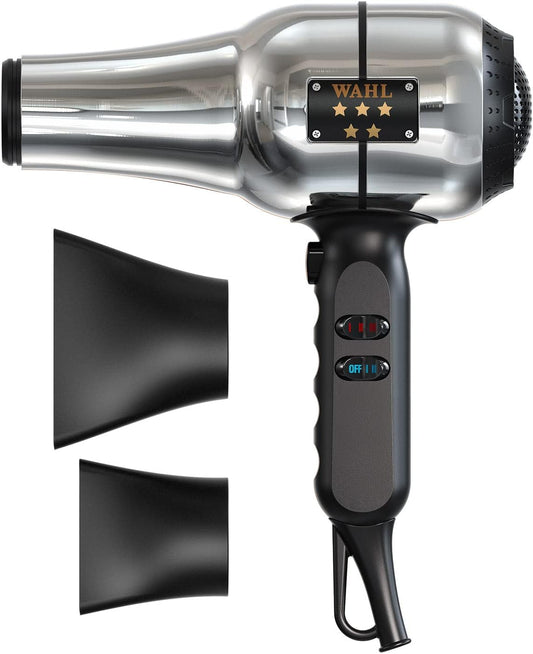 WAHL Barber Dryer, Professional Hair Dryers, Pro Styling Tools, Powerful 2200-Watts, Cool Shot Button, 3 Heat&2 Speed Settings, 2 Concentrator Nozzles, 3M Cable, Hanging Loop for Easy Storage, Silver
