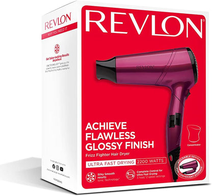 Revlon RVDR5229 Frizz Fighter Hair Dryer, 2200 Watts, 2 speed and 3 heat setting, folding handle. Cool shot button.