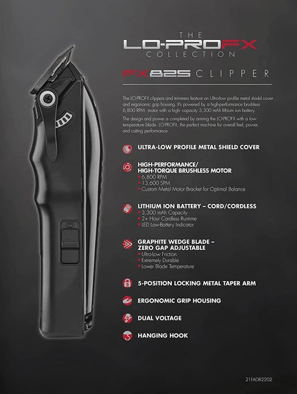 BabylissPro LOPRO High Performance Metal Low Profile Clipper, A Perfect Machine For Hair and Beard Cutting, With a 2+ Hour Running Time In One Charge