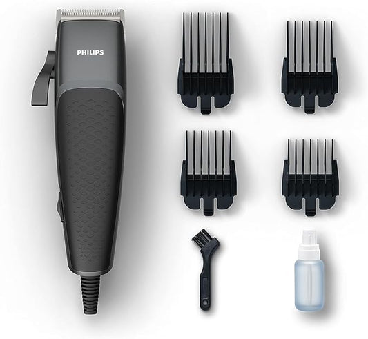 Philips Hair Clipper HC3100 – Professional Hair & Beard Trimmer for Men with Stainless Steel Blades, 13 Adjustable Length Settings & 2.4m Cord – Black/Grey