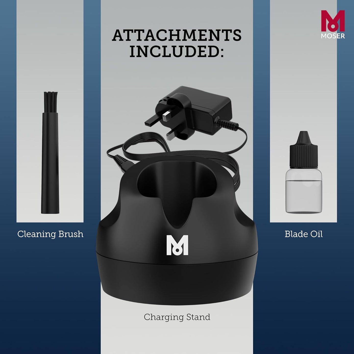 Moser T-Cut Professional Cordless Trimmer for Men with 40mm T-Blade (Made in Germany) | 60-Minutes Runtime | High-Grade Steel Blades | Lightweight & Quiet Operation (1591-0170)