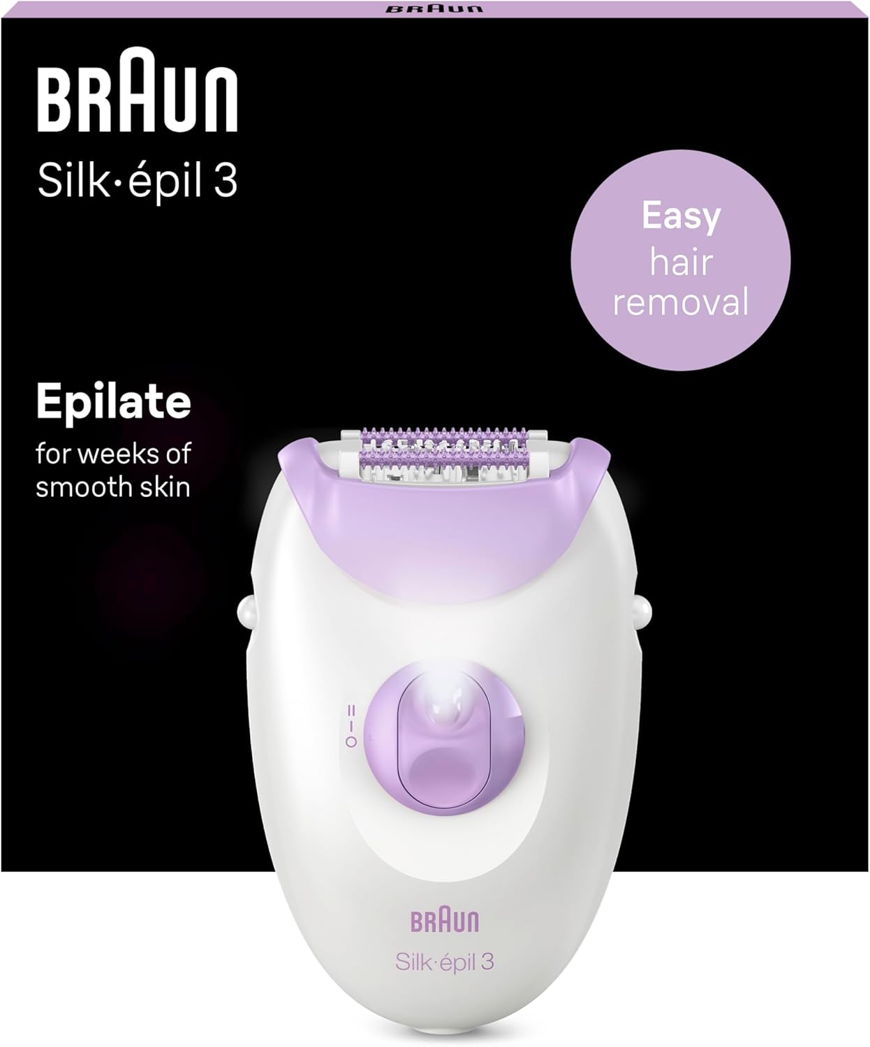 Braun Silk-épil 3 3-170, Epilator for Long-Lasting Hair Removal, 20 Tweezer system, Smartlight technology, Massage rollers