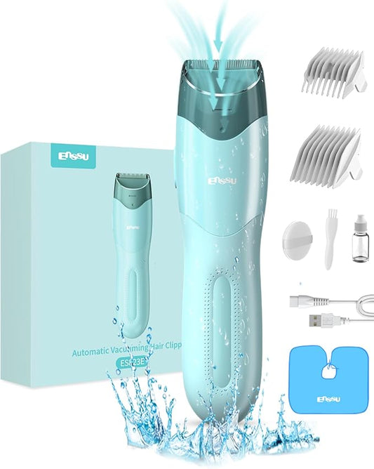 ENSSU Vacuum Hair Clippers for Kids, Rechargeable Vacuum Hair Cutter with 2 Modes for Children/Infant/Men, Waterproof Baby Hair Clippers Trimmers Cordless Haircut Kit in Large Hairs Storage Space